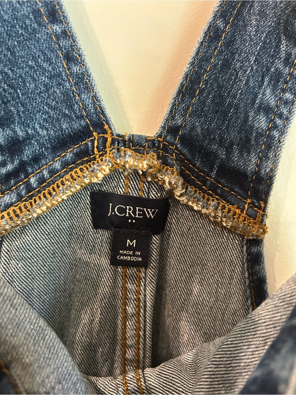 J. Crew Blue Denim Overalls with Gold Stitching - Medium - Picture 2 of 6